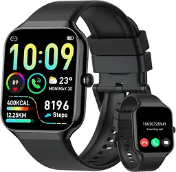 Смарт-годинник для чоловіків і жінок, прийом та здійснення дзвінків, 1,96-дюймовий HD-годинник для фітнесу з пульсометром та моніт