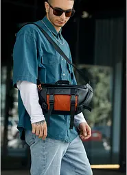 Чоловіча сумка бананка Sambag Dynamicdart чорно-помаранчева 38 × 21 × 7 см (80411129m) - мініатюра 4