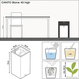 Вазон Lechuza Canto Stone High 40 кварцовий білий (13627) - мініатюра 2