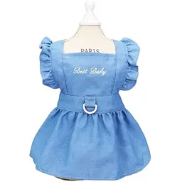 Сукня Ginger для тварин L Best Baby джинс бавовна на липучці блакитна Д-30 см ОГ-42 см ОШ-29 см