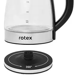 Скляний електрочайник Rotex RKT91-GS із обертанням на 360° дисковий чайник 1.8л 1500 Вт Чорний - мініатюра 8