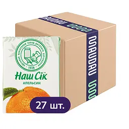 Упаковка нектара Наш Сік Апельсиновый 5.4 л (200 мл х 27 шт.)