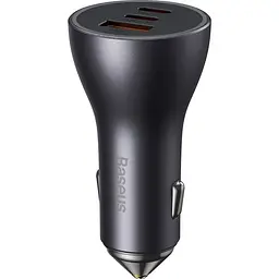 Автомобільний зарядний пристрій Baseus Golden Contactor Triple Fast Charger Car Charger 65W U+C+C CGJP010013 Dark Grey - мініатюра 3