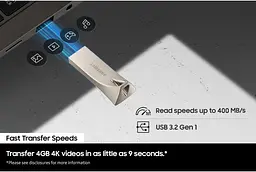 Накопичувач 512GB USB 3.1 Type-A Bar Plus Сірий Samsung teh0025093 - мініатюра 5