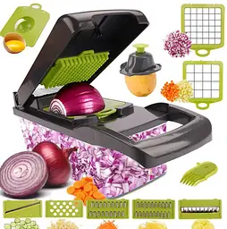 Ручний мультислайсер 14в1 Kitchen Ideas Veggie Slicer HA-347 багатофункціональна овочерізка з контейнером