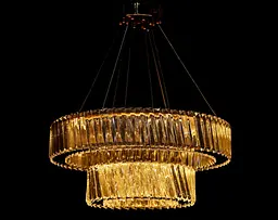 Люстра світлодіодна Splendid Ray L228/500+300/2 LED, 2 лампи, золота, біла, регульована висота 30-110 см - мініатюра 3