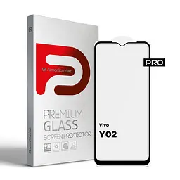 Захисне скло на VIVO Y02 з олеофобним покриттям, Pro, повне проклеювання, антистатичний і пиловідштовхуючий шар, 9H, самоклеючеся, 2.5D, на весь екран, антистатичний клей, ArmorStandart (ARM66005)
