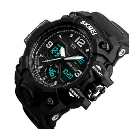 Наручний годинник чоловічий Skmei 1155 Black, 1155BBK (12277) - мініатюра 2
