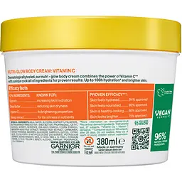 Зволожувальний крем Garnier Vitamin C Nutri-Glow для тьмяної сухої шкіри тіла рук та ніг 380 мл - мініатюра 2