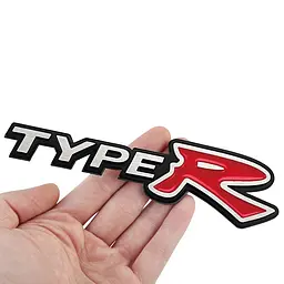 Емблема напис TypeR для Honda біла+червоний 159х41 мм метал (на скотчі) - мініатюра 3