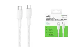 Кабель Belkin USB-C > USB-C заряджання/синхронізації 1м, 240Вт, Type-C, плетений, білий teh0013627 - мініатюра 3