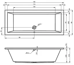 Ванна акрилова Rho Lusso 190x90 BA9900500000000 - мініатюра 2