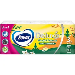 Хусточки носові Zewa Deluxe Mindful Balance тришарові 10 п x 10 шт.
