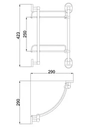 Полиця Frap скляна подвійна кутова 250x250 F1907-2 1/10, Хром - мініатюра 2