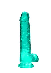 Фалоімітатор RealRock Crystal Clear 8" 21 см (зелений) - мініатюра 6