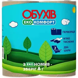 Туалетний папір Обухів 4шт 2 шари ЕкоКомфорт гільза
