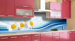 Кухонний фартух Happy Pocket Блакитний Шовк Орнамент ПВХ 60х250 см самоклеючий Текстури Синій Z184350 - мініатюра 3