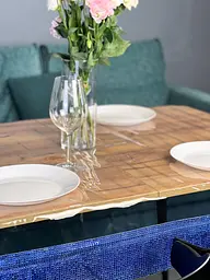 Скатертина силіконова з синьою стразовою стрічкою 200х160 см - мініатюра 3