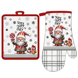 Набір прихваток для кухні Ardesto Christmas Santa сірий 18 х 20 см та 18 х 30 см (ART14SN)