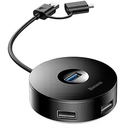 Мультипортовий адаптер USB Хаб Baseus Round Box Type-C + USB to 1 USB3.0 + 3 USB2.0 CAHUB-GA01 Black - мініатюра 4