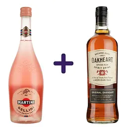 Набір: Вино Martini Bellini 8% 0.75 л + Спиртний напій на основі рому Bacardi Oakheart Original 35% 0.7 л