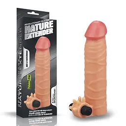 Подовжуюча насадка з вібрацією Lovetoy Vibrating Nature Extender Add 1.5, +2.5 см (тілесний) - мініатюра 4