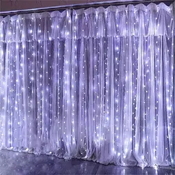 Гірлянда штора 300 LED діодів 8 режимів миготіння, 3 х 3 м, Холодний / білий колір (00302) - мініатюра 7