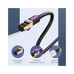 Патч-корд 1м, S/FTP cat 7 RJ-45 black Vention (ICDBF) - мініатюра 2