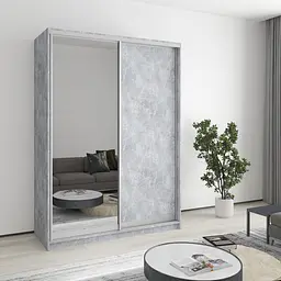 Шафа-купе дводверна MebelStar Комбо AL ДСП/Дзеркало 150x45x210 см Бетон (MBS-2738)