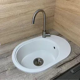 Кухонна мийка Adamant OVALE біла 610x420x180 мм, з крилом 61 см - мініатюра 2