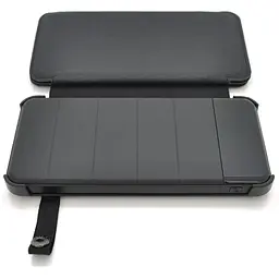 Power bank 12000 mAh Solar, Input:5V/1A(microUSB), Output:5V/2,1А(2хUSB), rubberized case, Black, BOX