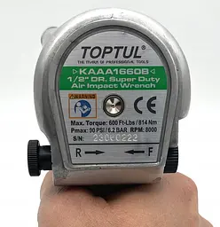 Гайковерт для автосервісу пневматичний 1/2" 814 N/m 8000 об/хв TOPTUL KAAA1660B - мініатюра 8