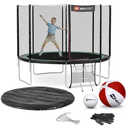 Батут Hop-Sport 10ft (305см) чорно-зелений з зовнішньою сіткою (4 ноги) - мініатюра 5