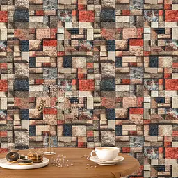 Декоративна 3D панель Sticker Wall самоклейка під цеглу Кольорова мозаїка 700х770х4мм 350 SW-00000532 - мініатюра 5