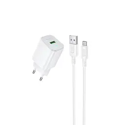 Мережевий зарядний пристрій з кабелем BOROFONE BAS82A Star single port QC3.0 charger set (Micro) (EU) Білий