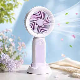 Настільний вентилятор Handheld Fan з підсвіткою, фіолетовий, переносний акумуляторний мінівентилятор - мініатюра 2