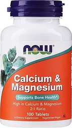 Кальцій та магній, Calcium & Magnesium, 100 таблеток Now Foods vit0002089