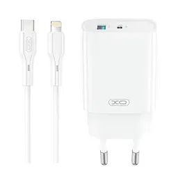 Сітчастий зарядний пристрій XO CE29 20W 1USB-A+1USB-C Зовнішній Charger with Lightning cable (NB-Q231A) Білий - мініатюра 4