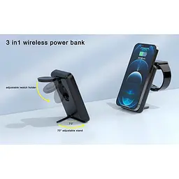 Магнітний повербанк - зарядний 2-in-1 Foldable Magnetic Wireless Charger with 5000mAh power bank D8 - мініатюра 4