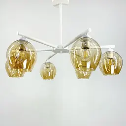 Стельова люстра на 6 плафонів в білому корпусі Line.F K 149/6 WT+BR - мініатюра 2