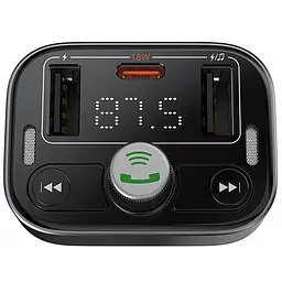 АЗП FM модулятор Baseus S-09 Pro Series 18W (2USB-A/1C) (C10762200113) Cluster Black - мініатюра 4