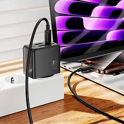 Адаптер мережевий HOCO Ocean charger CS18A (Type-C to Type-C set) |2USB/2Type-C, 45W/3A, PD/QC| - мініатюра 2