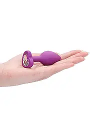 Анальна пробка з кристалом Ouch! Diamond Heart Butt Plug, 7.3 см (фіолетовий) - мініатюра 9