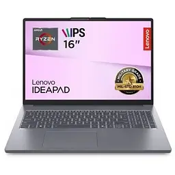 Ноутбук 16" Lenovo IdeaPad Slim 3 16ARP10 (83K8005ERA) Grey, 16" (1920x1200, IPS, 60 Hz), AMD Ryzen 5 7535HS (6x3.3-4.55GHz), 24GB