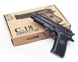 Іграшковий пістолет для страйкболу Airsoft Gun C.18 реалістична ігрова модель Чорний - мініатюра 5