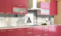 Вініловий кухонний фартух Біг-Бен Лондон наклейка для кухні ПВХ Абстракція Бежевий Happy Pocket Z181856 - мініатюра 3