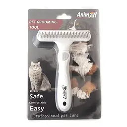 Гребінець-граблі AnimAll Groom для тварин Сіра