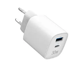 Зарядний пристрій мережевий MAKE 30W GaN3 Type-C PD3.0 + USB QC3.0 White - мініатюра 6
