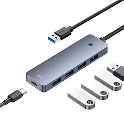 USB-Хаб Baseus UltraJoy Series 4-Port HUB Lite 50cm Space Grey （USBA to USB3.0*4+Type-C5V） (B0005280B811-01) - мініатюра 7