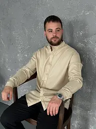 Сорочка чоловіча з льону 31336 3XL бежева - мініатюра 5